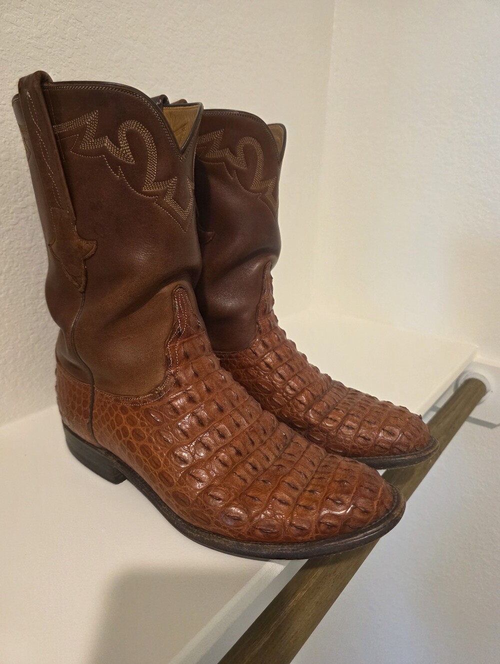 LUCCHESE HORNBACK CAIMAN MENS COWBOY BOOTS 9 (2E)